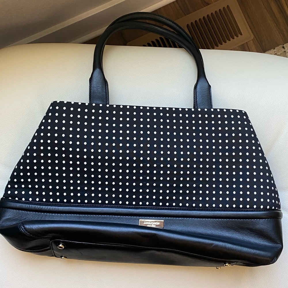 Kate Spade polk a dot tote | leather and canvas | black and white | gently used